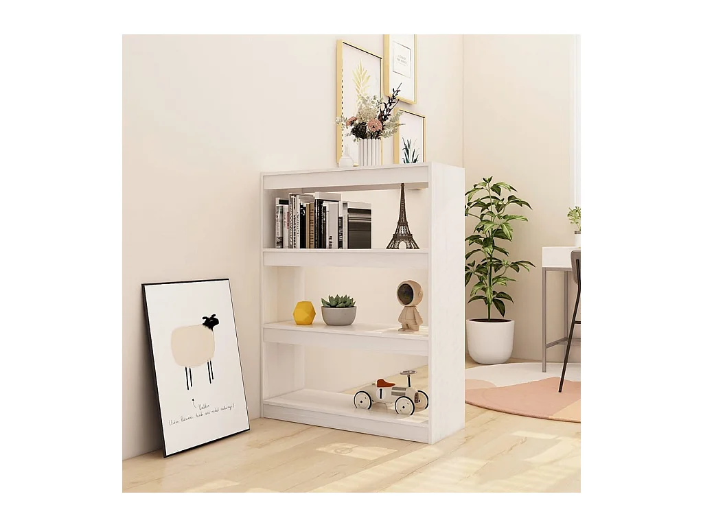 Bibliothèque | Etagère de rangement | Meuble de rangement Blanc 100x30x103 cm Pin massif