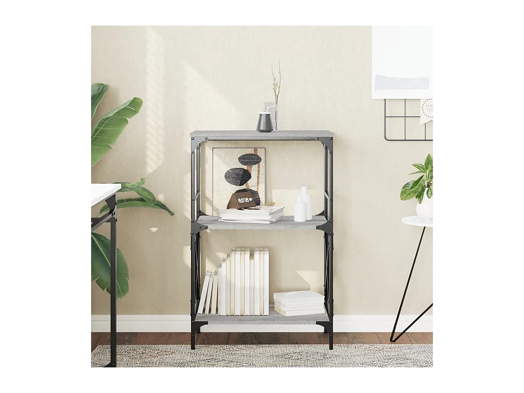 Bibliothèque | Etagère de rangement | Meuble de rangement à 3 niveaux sonoma gris 59x35x90,5 cm