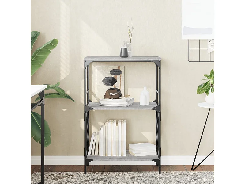 Libreria | Scaffale | Mobile di stoccaggio 3 Ripiani Grigio Sonoma 59x35x90,5cm Legno Multistrato