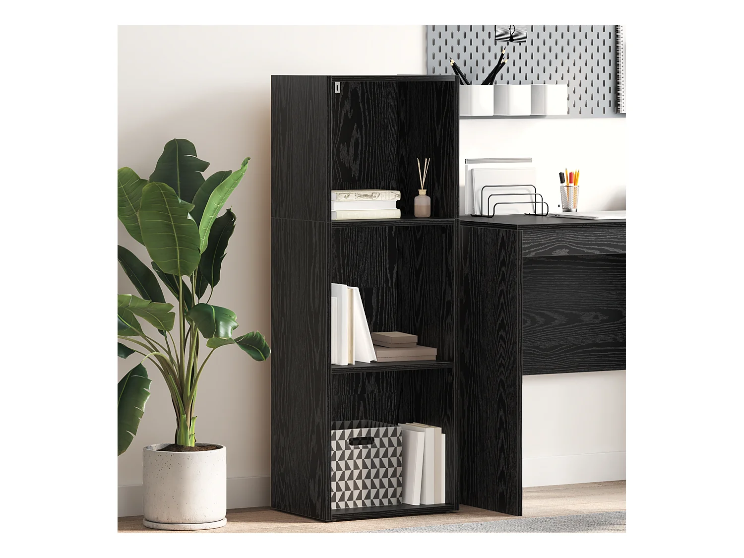 Libreria | Scaffale | Mobile di stoccaggio Rovere nero 40 x 30 x 114 cm Legno multistrato