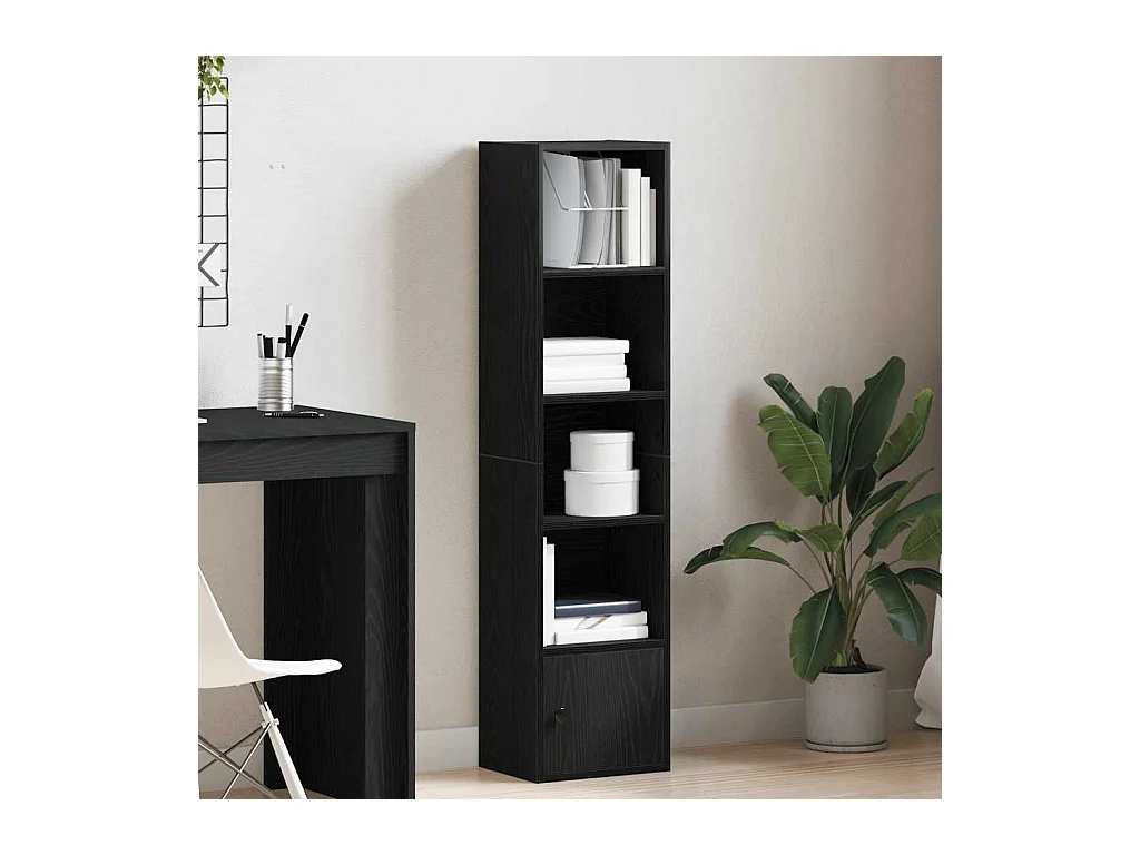Libreria | Scaffale | Mobile di stoccaggio Rovere Nero 31x24x127 cm in Legno Multistrato