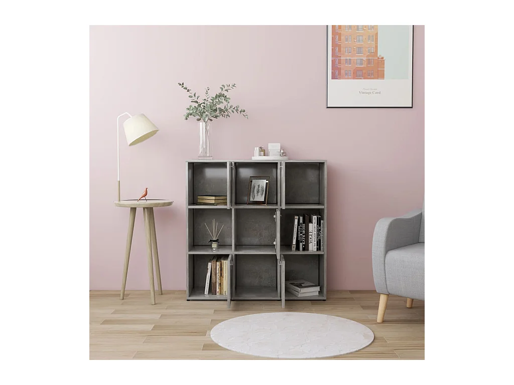 Bibliothèque | Etagère de rangement | Meuble de rangement Gris béton 90x30x90 cm Bois d’ingénierie