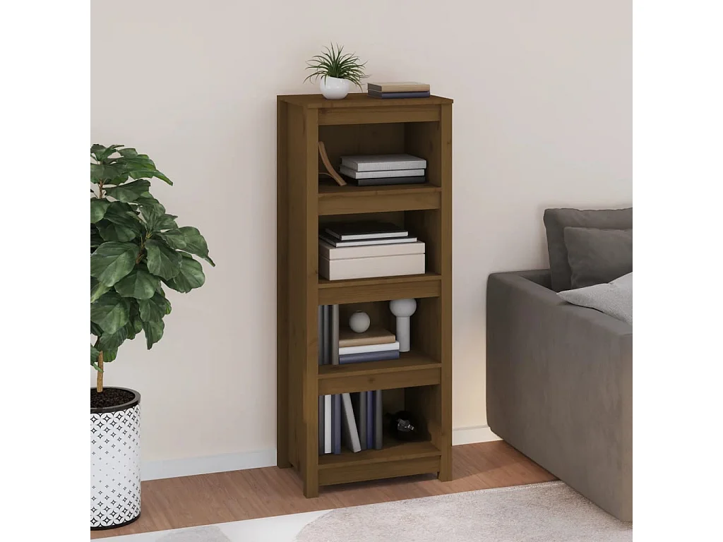 Libreria | Scaffale | Mobile di stoccaggio Marrone Ambra 50x35x125,5 cm in Legno Massello di Pino