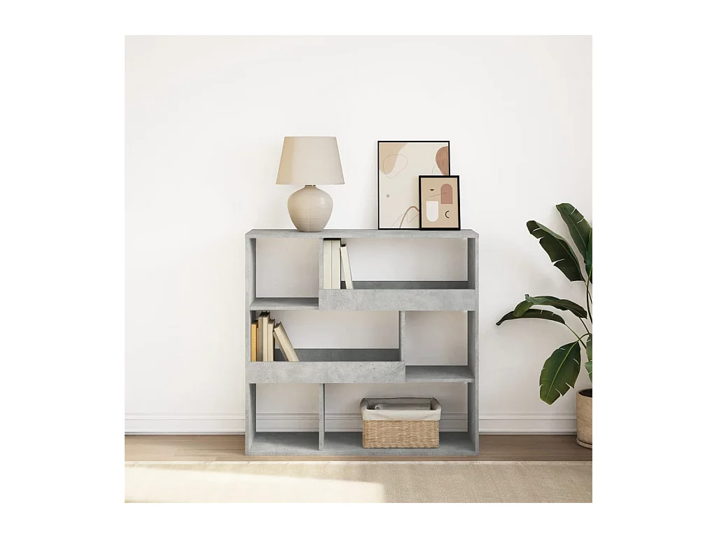 Libreria | Scaffale | Mobile di stoccaggio Divisorio Grigio Cemento 100x33x94,5 cm
