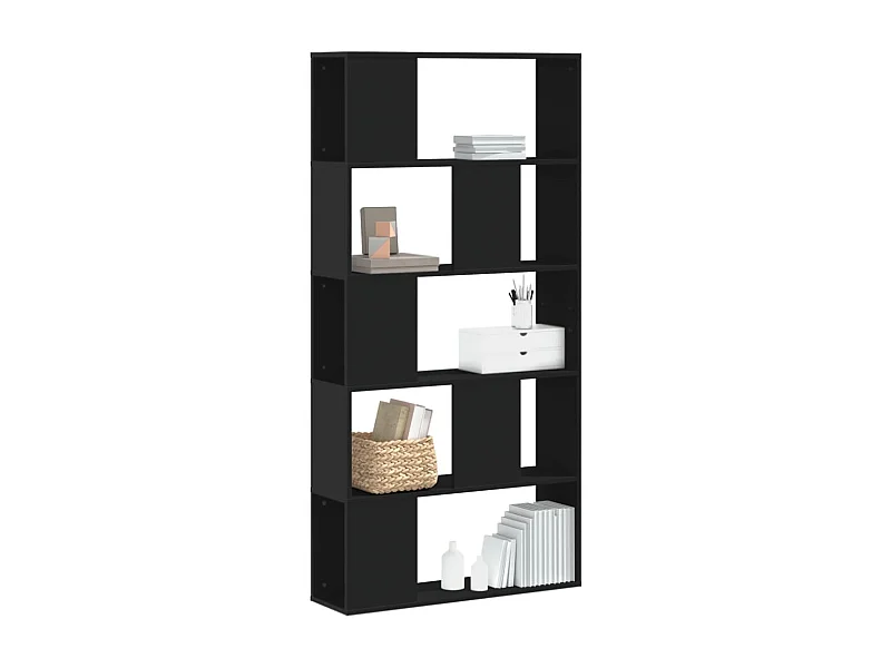 Bibliothèque | Etagère de rangement | Meuble de rangement 5 niveaux noir 80,5x23,5x162,5 cm bois ingénierie