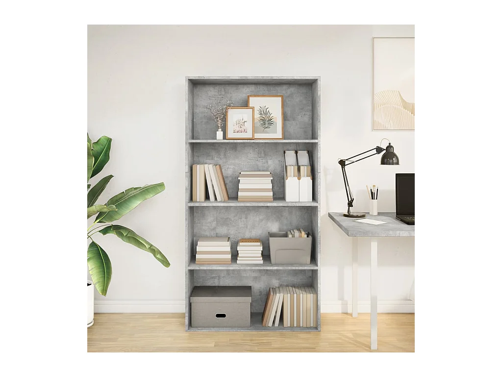 Bibliothèque | Etagère de rangement | Meuble de rangement gris béton 80x30x152 cm bois d'ingénierie