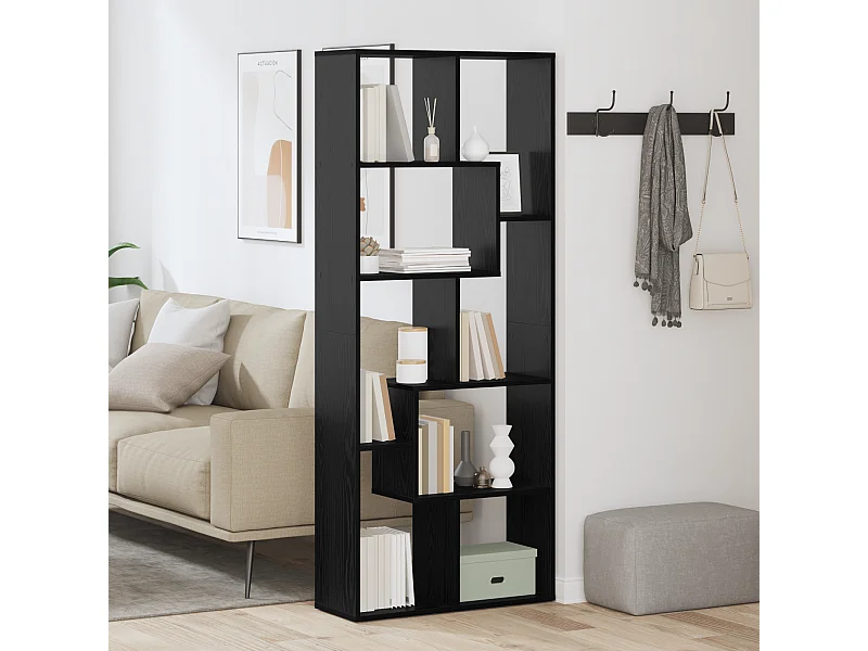Libreria | Scaffale | Mobile di stoccaggio Divisoria Rovere Nero 67x25x161,5 cm Legno Ingegnierizzato