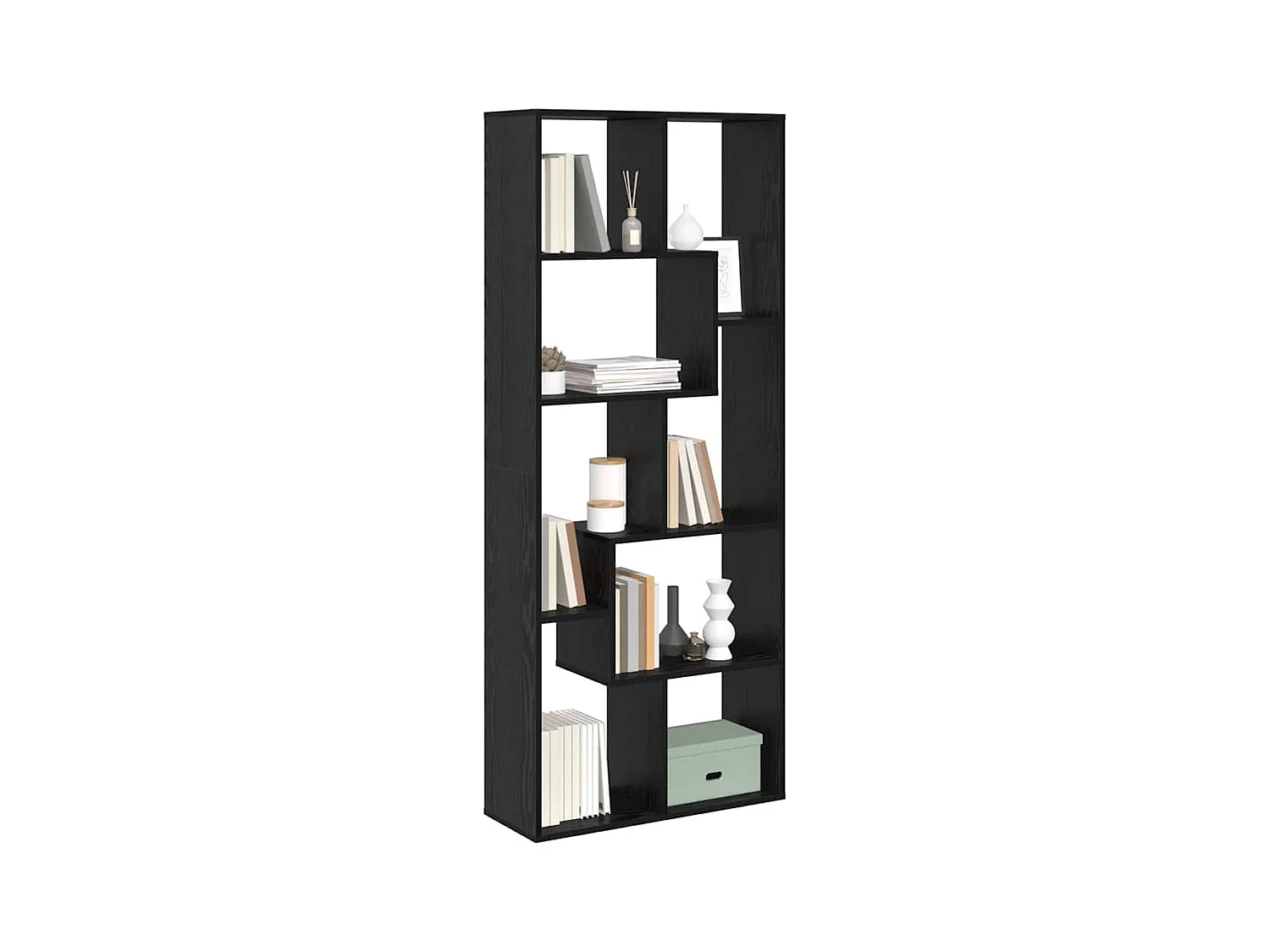 Libreria | Scaffale | Mobile di stoccaggio Divisoria Rovere Nero 67x25x161,5 cm Legno Ingegnierizzato