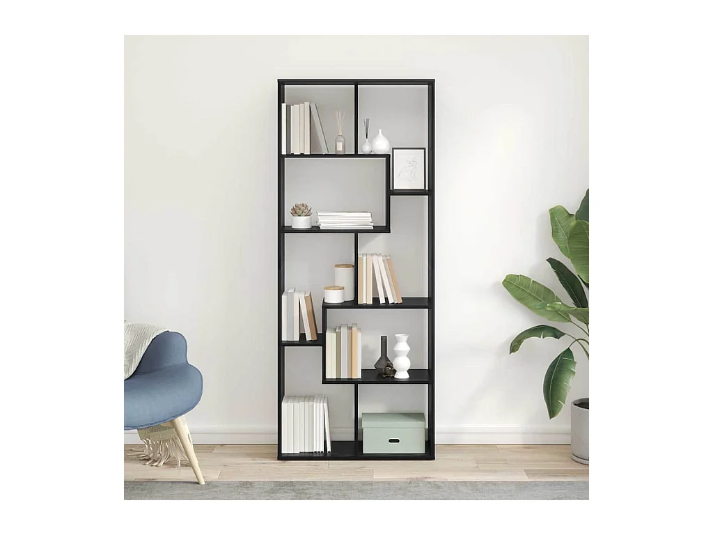 Libreria | Scaffale | Mobile di stoccaggio Divisoria Rovere Nero 67x25x161,5 cm Legno Ingegnierizzato