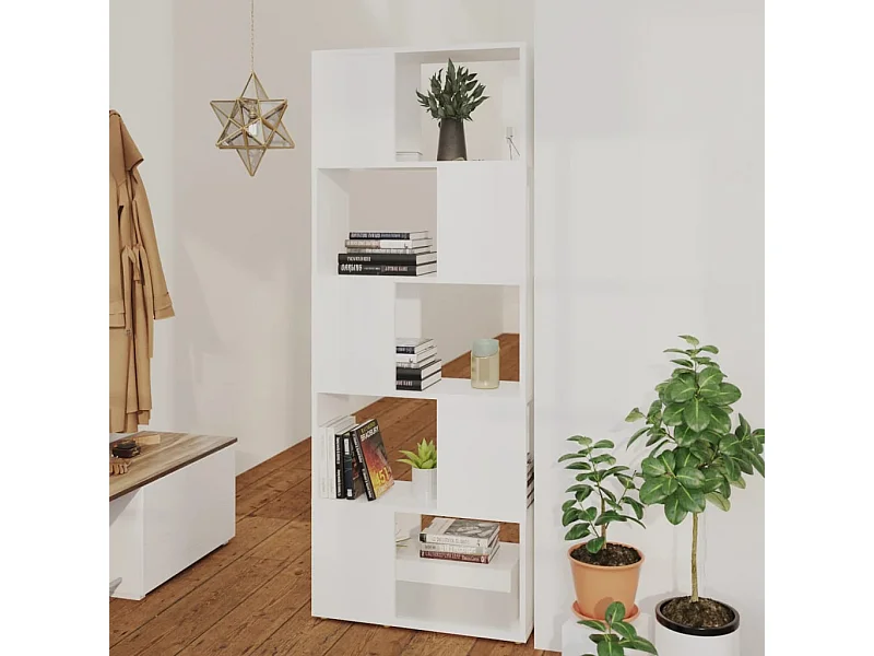 Bibliothèque | Etagère de rangement | Meuble de rangement Séparateur de pièce Blanc 60x24x155 cm