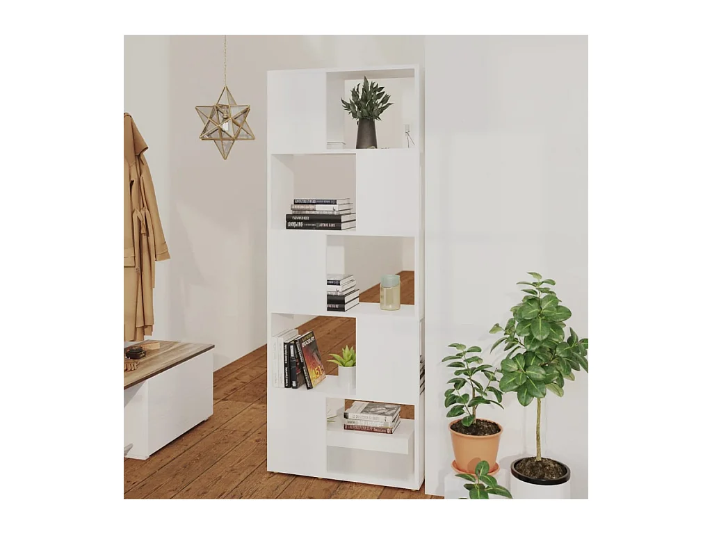 Bibliothèque | Etagère de rangement | Meuble de rangement Séparateur de pièce Blanc 60x24x155 cm