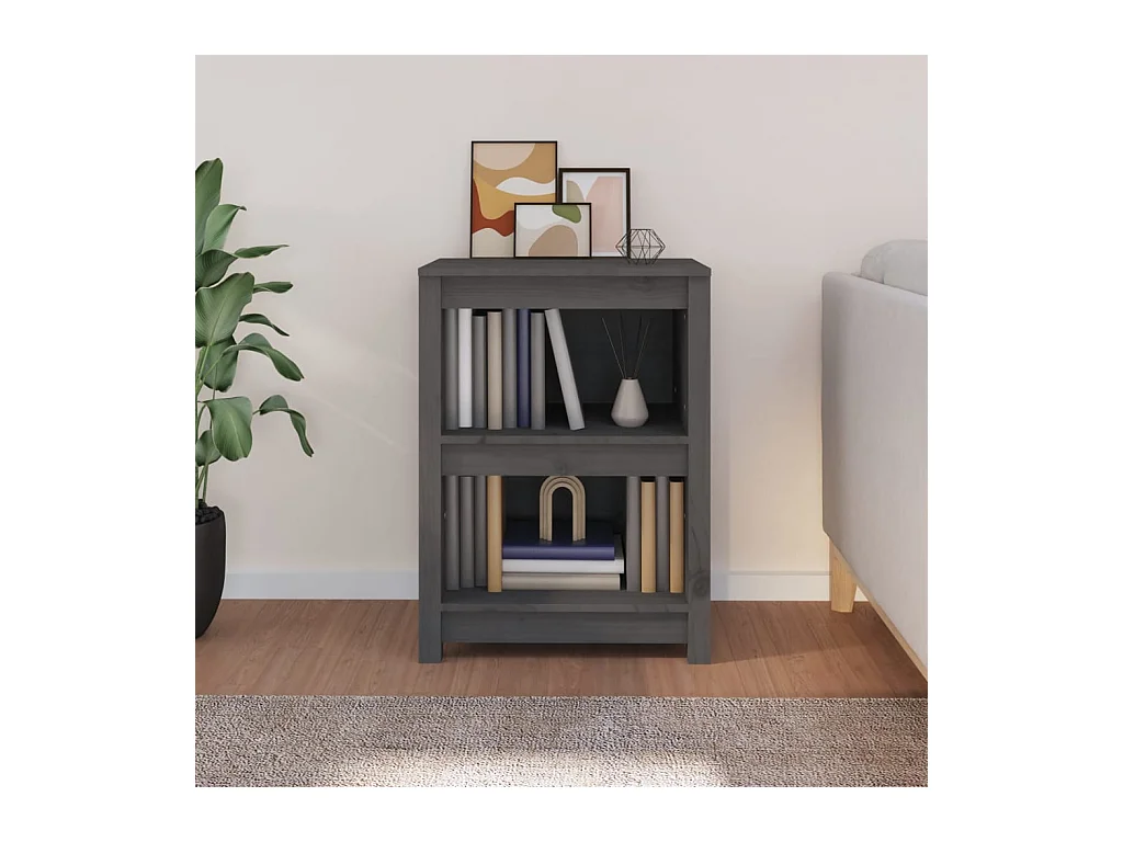 Libreria | Scaffale | Mobile di stoccaggio Grigia 50x35x68 cm in Legno Massello di Pino