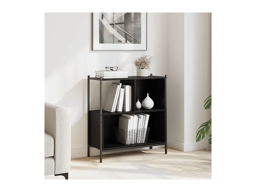 Bibliothèque | Etagère de rangement | Meuble de rangement noir 72x28x77,5 cm bois d'ingénierie