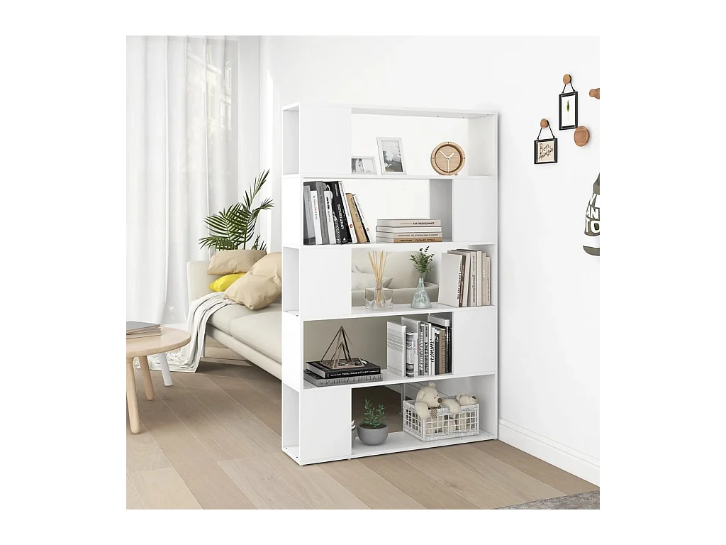 Bibliothèque | Etagère de rangement | Meuble de rangement Séparateur de pièce Blanc Bois d'ingénierie