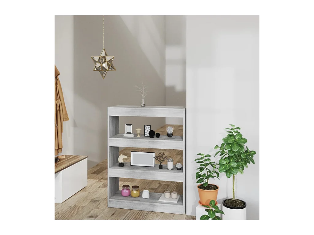 Libreria | Scaffale | Mobile di stoccaggio Divisorio Grigio Sonoma 80x30x103 cm Legno Multistrato