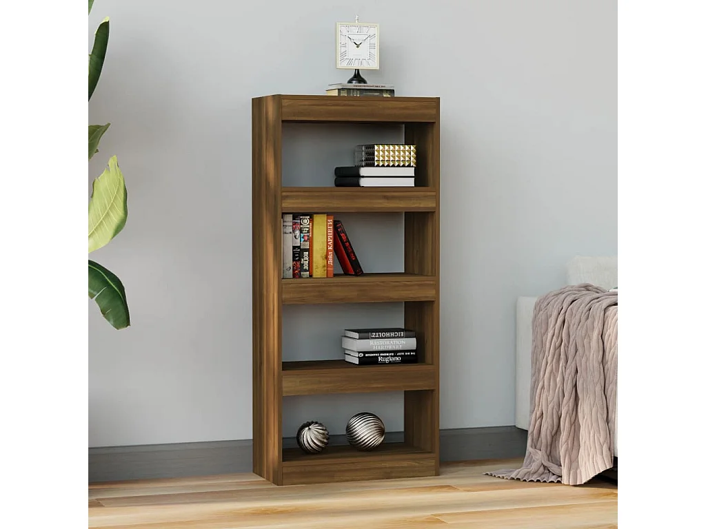 Libreria | Scaffale | Mobile di stoccaggio Divisorio Rovere Marrone 60x30x135cm Legno Multistrato