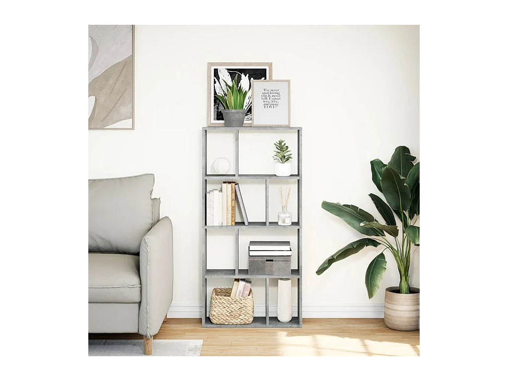 Bibliothèque | Etagère de rangement | Meuble de rangement gris béton 60x20x120 cm bois d'ingénierie