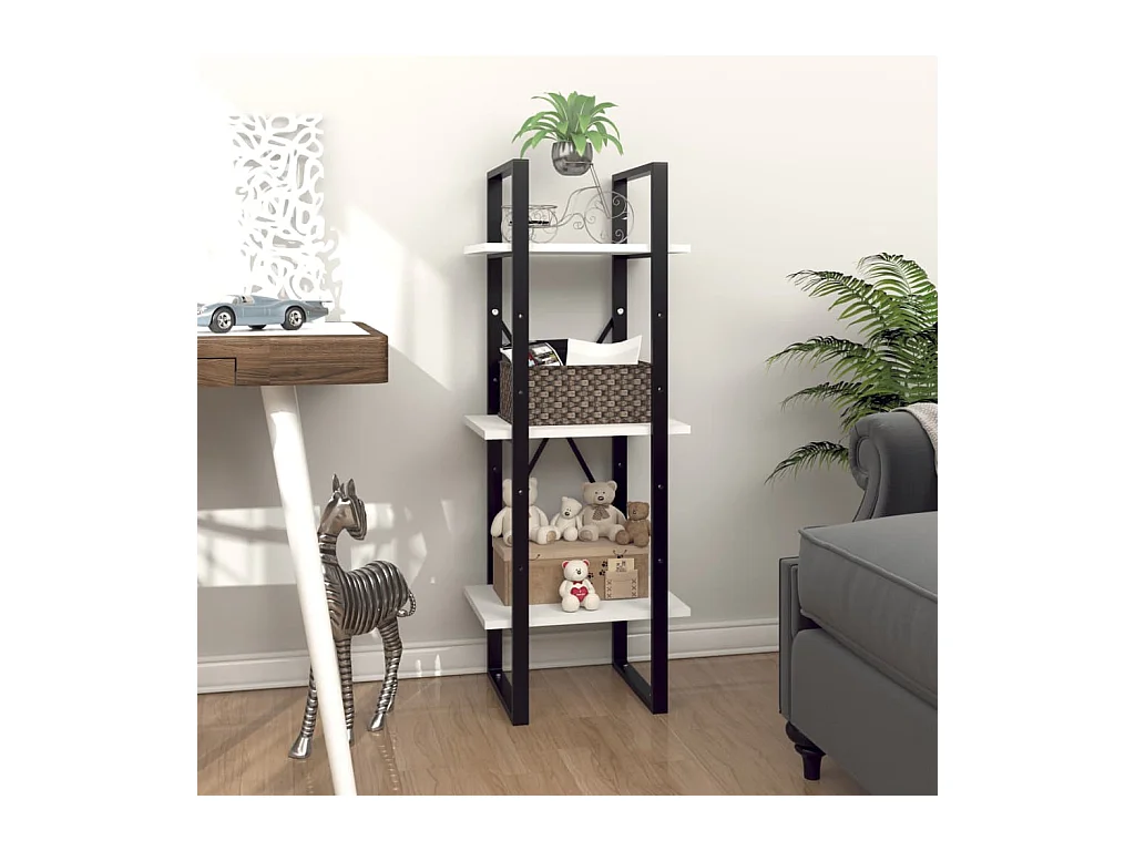 Bibliothèque | Etagère de rangement | Meuble de rangement à 3 niveaux blanc 40x30x105 cm bois d'ingénierie