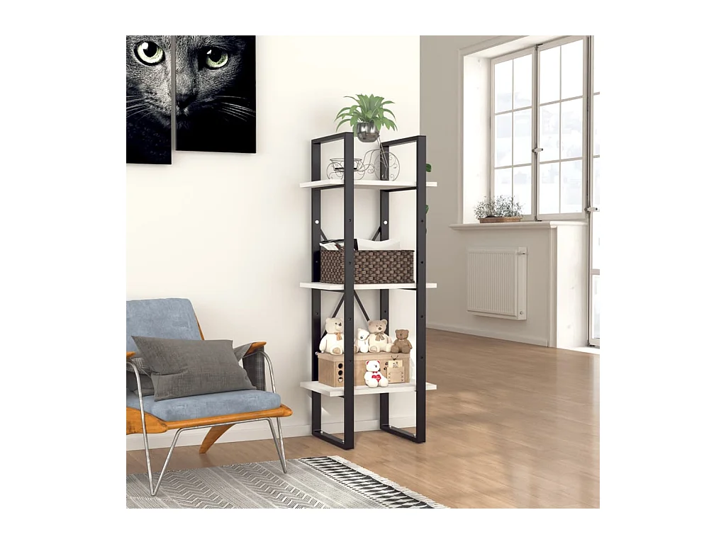 Bibliothèque | Etagère de rangement | Meuble de rangement à 3 niveaux blanc 40x30x105 cm bois d'ingénierie