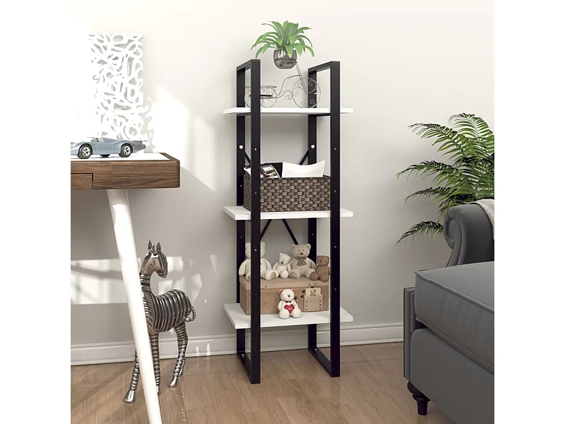 Bibliothèque | Etagère de rangement | Meuble de rangement à 3 niveaux blanc 40x30x105 cm bois d'ingénierie