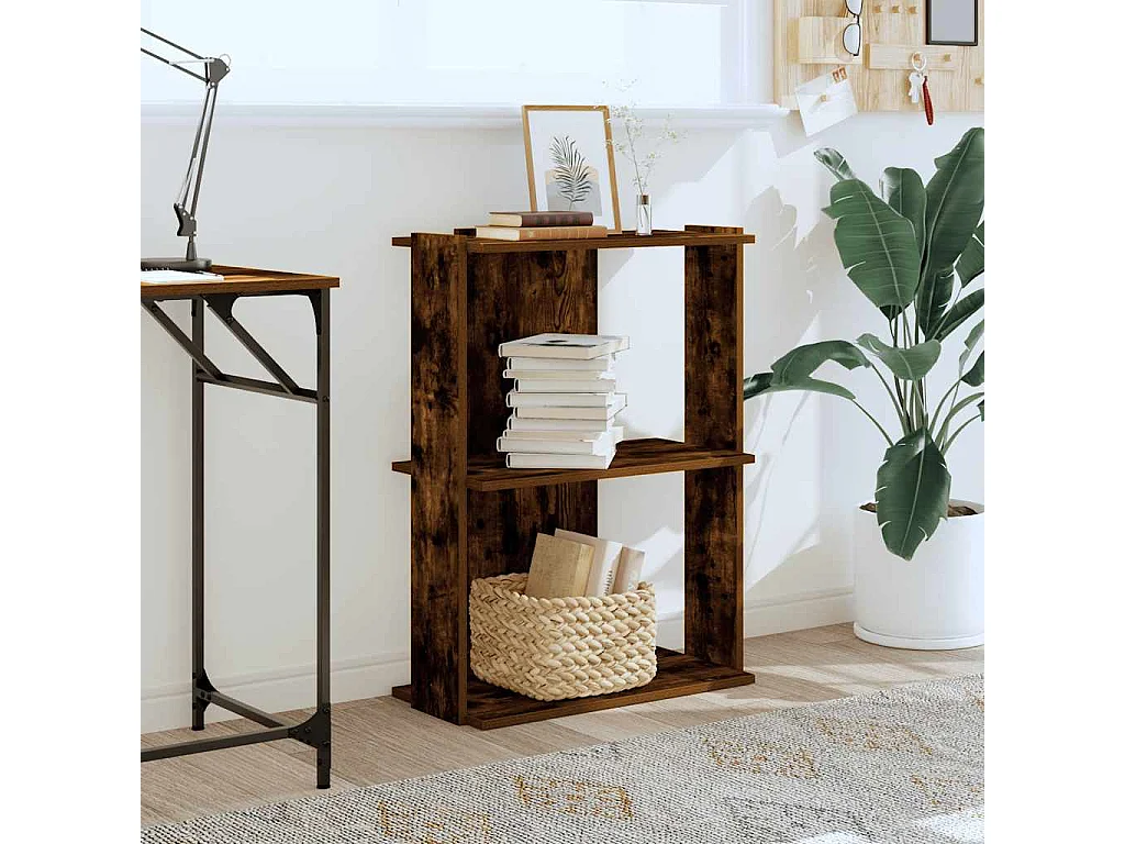 Libreria | Scaffale | Mobile di stoccaggio a 3 Ripiani Rovere Fumo 60x30x80 cm Legno Multistrato