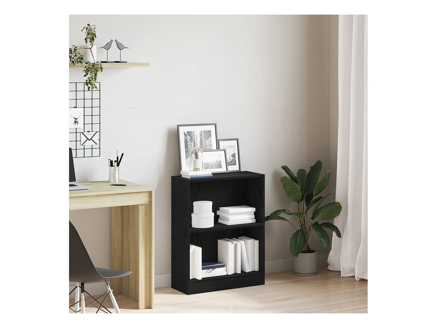 Bibliothèque | Etagère de rangement | Meuble de rangement Noire 60x24x76 cm en bois d'ingénierie