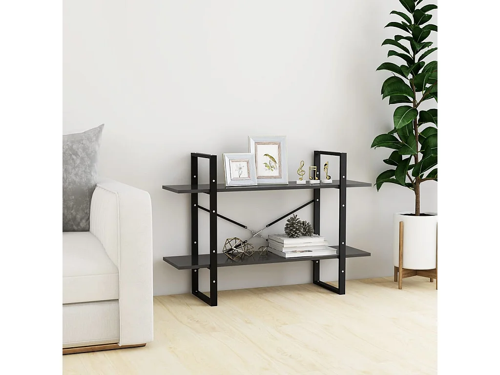 Bibliothèque | Etagère de rangement | Meuble de rangement à 2 niveaux gris 100x30x70 cm bois d'ingénierie