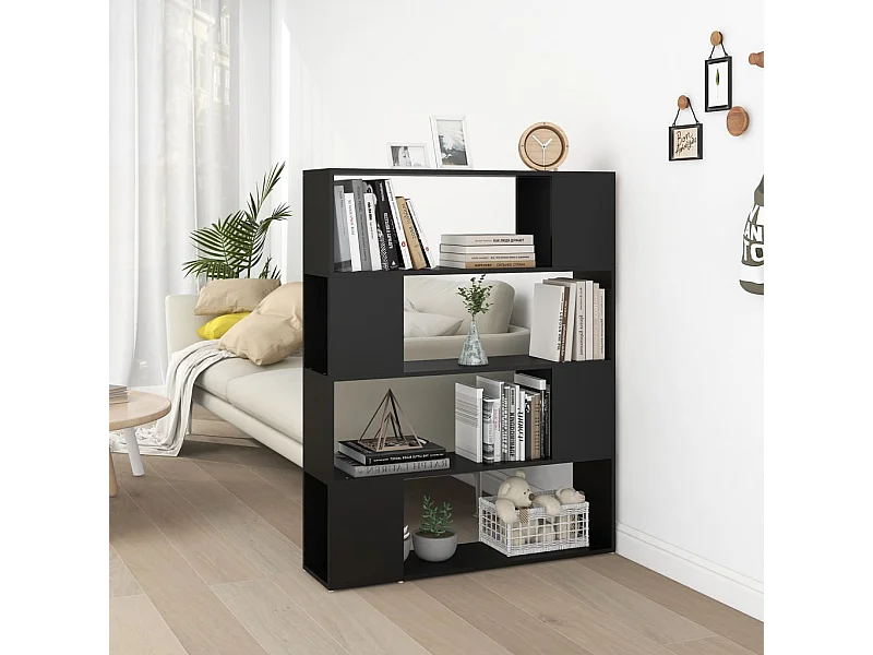 Libreria | Scaffale | Mobile di stoccaggio Divisorio Nero 100x24x124 cm