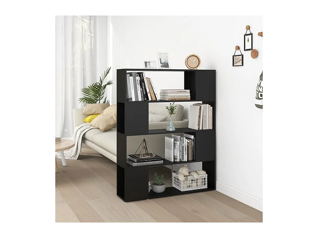 Libreria | Scaffale | Mobile di stoccaggio Divisorio Nero 100x24x124 cm