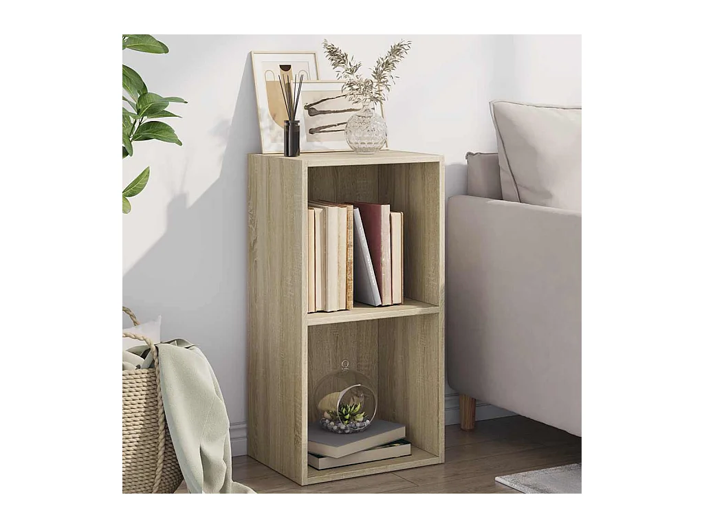 Bibliothèque | Etagère de rangement | Meuble de rangement à 2 niveaux Chêne sonoma Bois d’ingénierie