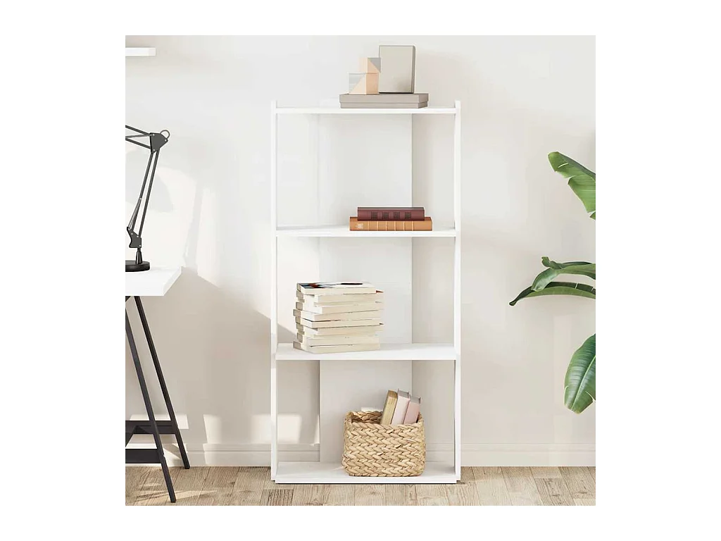 Bibliothèque | Etagère de rangement | Meuble de rangement à 3 niveaux blanc 60x30x120 cm bois d'ingénierie