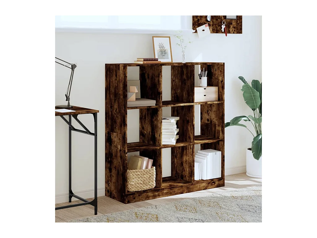 Bibliothèque | Etagère de rangement | Meuble de rangement chêne fumé 102x32x108 cm bois d'ingénierie
