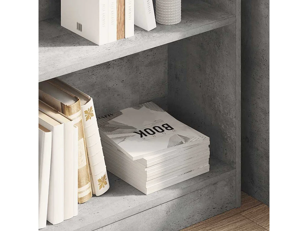 Bibliothèque | Etagère de rangement | Meuble de rangement Gris béton 80x24x75 cm Bois d'ingénierie