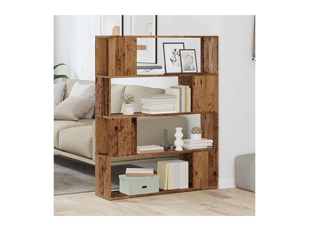 Bibliothèque | Etagère de rangement | Meuble de rangement vieux bois 100x24x124,5 cm
