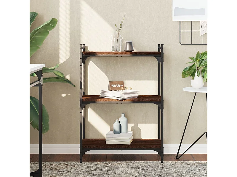 Bibliothèque | Etagère de rangement | Meuble de rangement 3 niveaux chêne brun 60x30x86 cm bois d'ingénierie