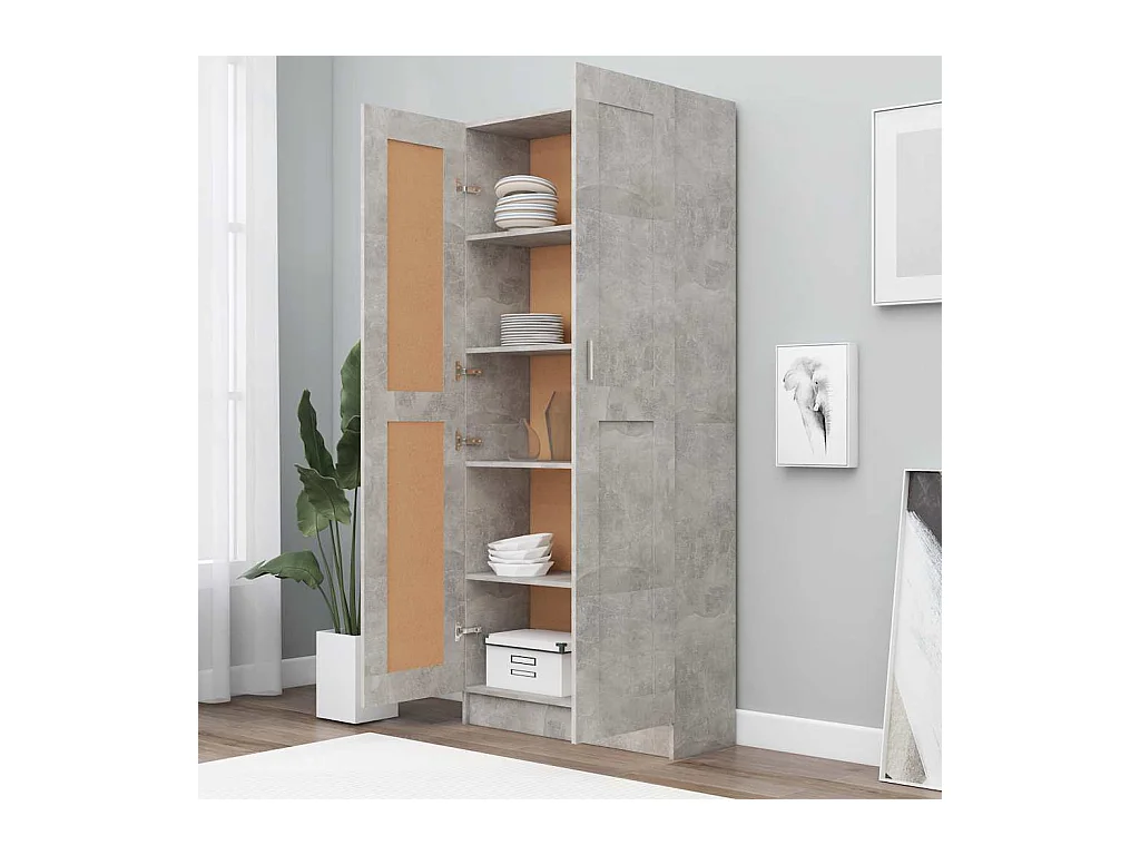 Bibliothèque | Etagère de rangement | Meuble de rangement Gris béton 82,5x30,5x185,5 cm Bois d'ingénierie