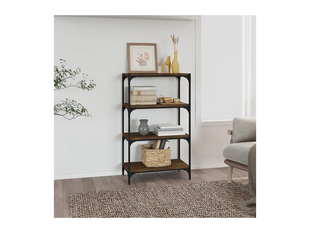 Bibliothèque | Etagère de rangement | Meuble de rangement Chêne brun 60x33x100 cm Bois d'ingénierie et acier