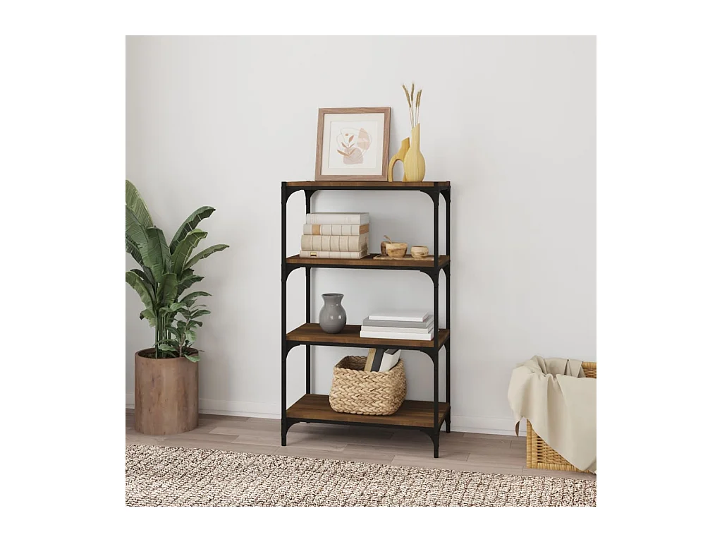 Bibliothèque | Etagère de rangement | Meuble de rangement Chêne brun 60x33x100 cm Bois d'ingénierie et acier