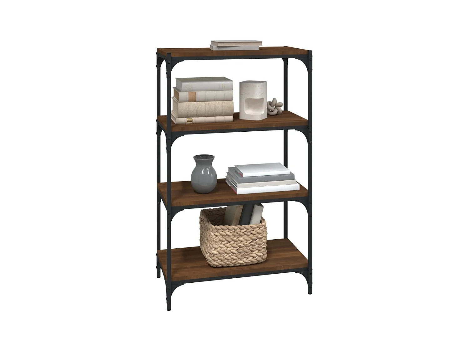 Bibliothèque | Etagère de rangement | Meuble de rangement Chêne brun 60x33x100 cm Bois d'ingénierie et acier