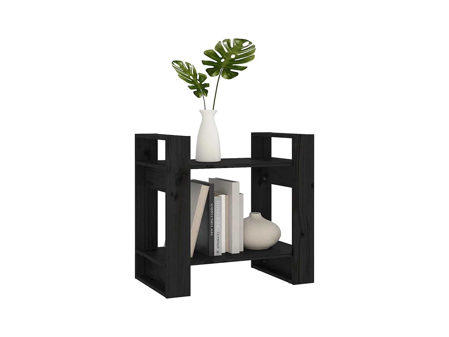 Bibliothèque | Etagère de rangement | Meuble de rangement Noir 60x35x57 cm Pin massif