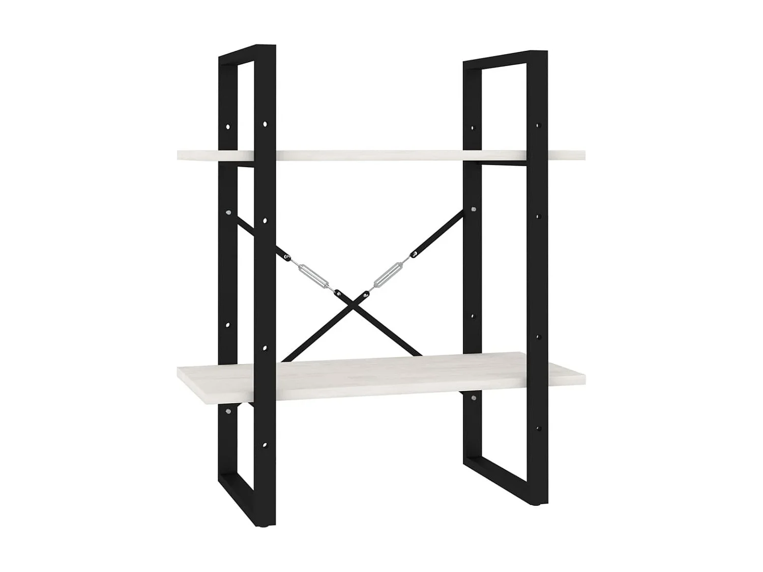 Libreria | Scaffale | Mobile di stoccaggio a 2 Ripiani Bianca 60x30x70 cm in Massello di Pino