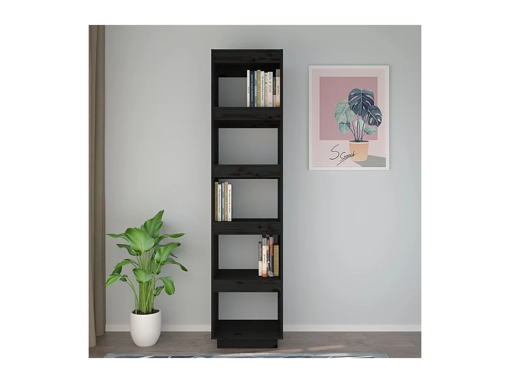 Bibliothèque | Etagère de rangement | Meuble de rangement Noir 40x35x167 cm Pin solide
