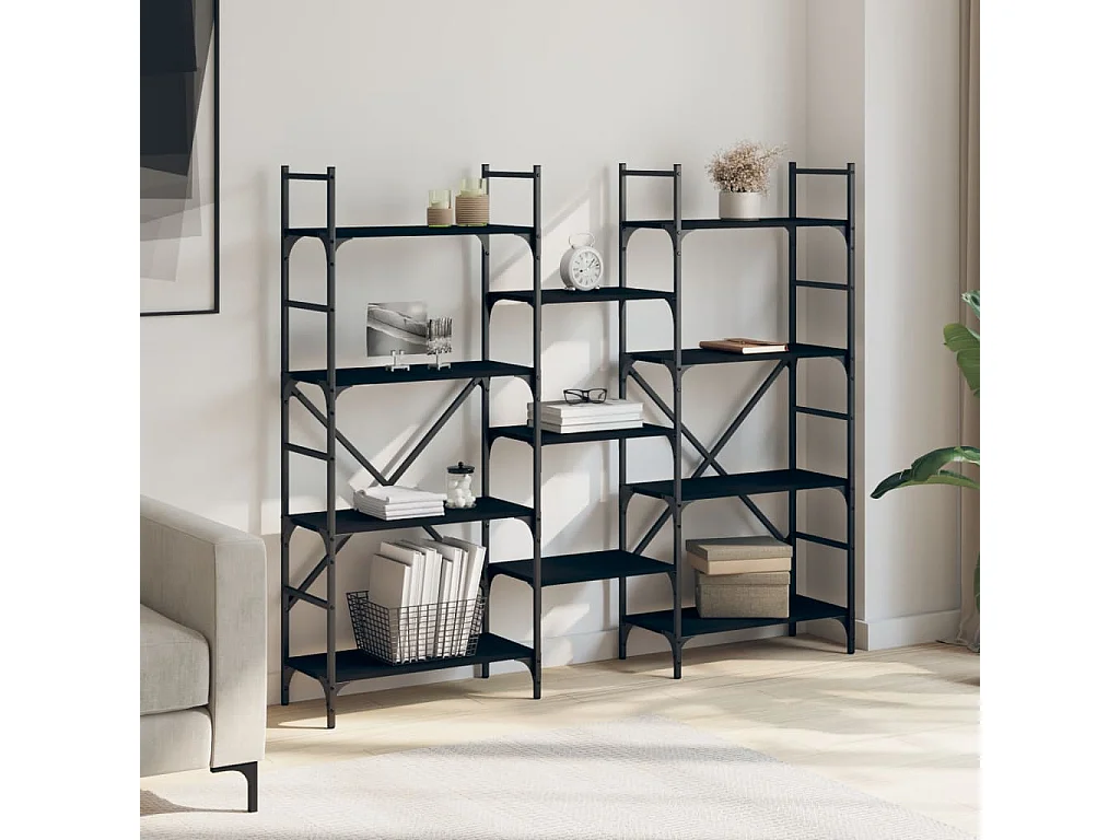 Libreria | Scaffale | Mobile di stoccaggio Nera 160x28,5x136,5 cm in Legno Multistrato