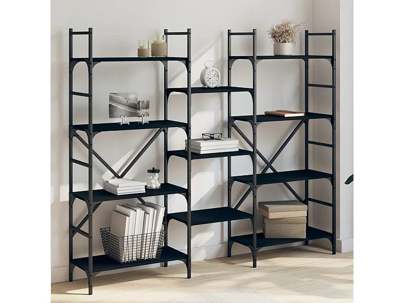 Libreria | Scaffale | Mobile di stoccaggio Nera 160x28,5x136,5 cm in Legno Multistrato