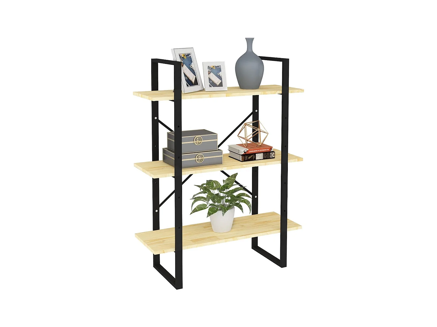 Bibliothèque | Etagère de rangement | Meuble de rangement à 3 niveaux 80x30x105 cm Bois de pin massif