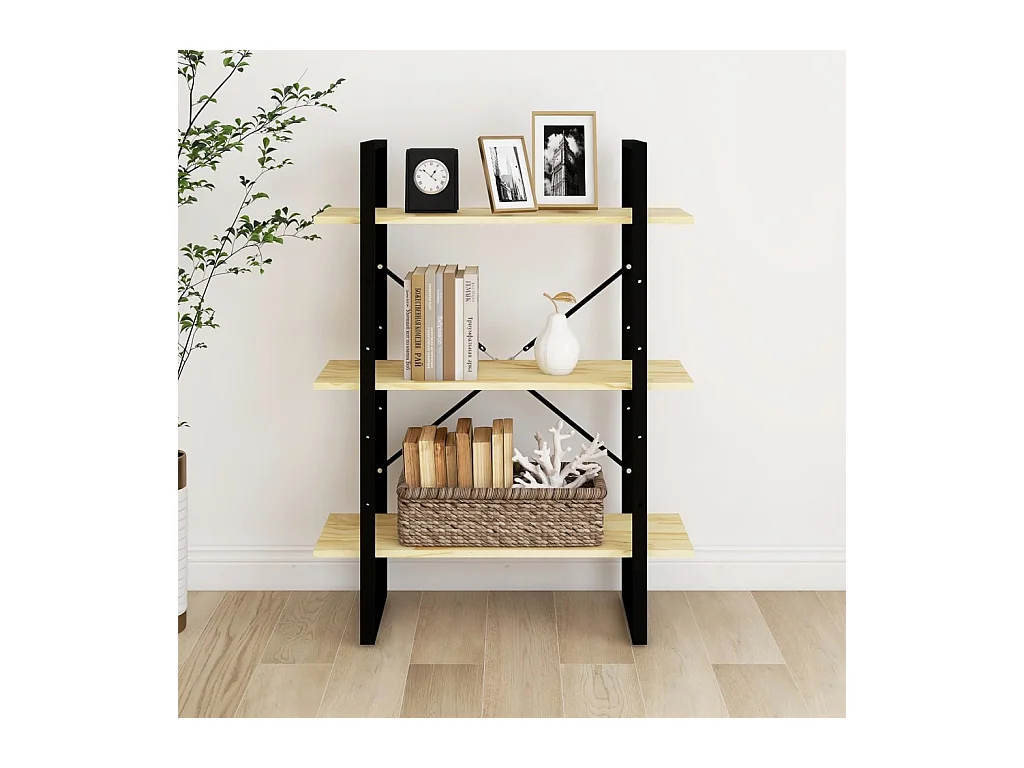 Bibliothèque | Etagère de rangement | Meuble de rangement à 3 niveaux 80x30x105 cm Bois de pin massif