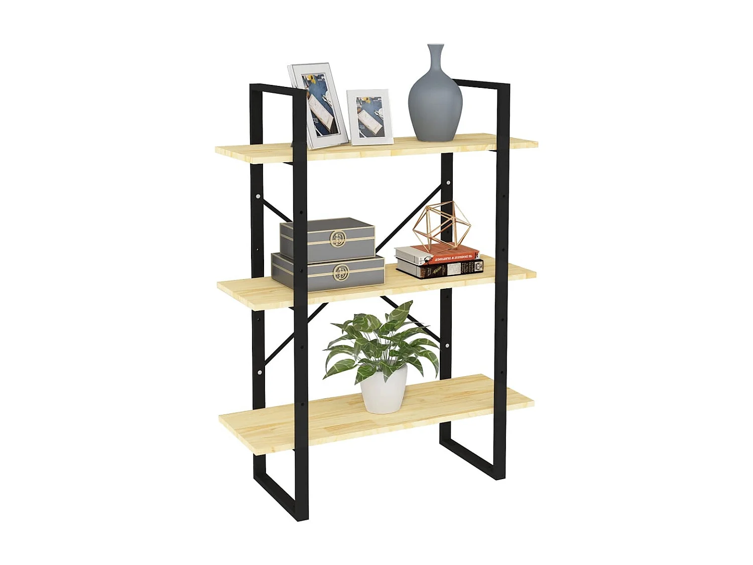 Libreria | Scaffale | Mobile di stoccaggio a 3 Ripiani 80x30x105 cm in Legno Massello di Pino