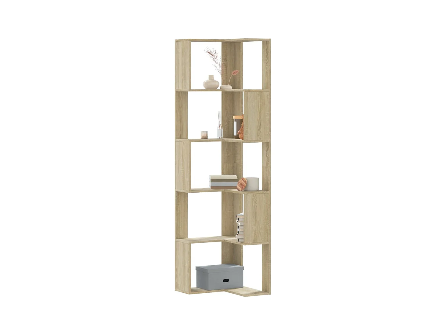 Libreria | Scaffale | Mobile di stoccaggio Angolare 5Ripiani Rovere Sonoma 50x50x179 cm Legno