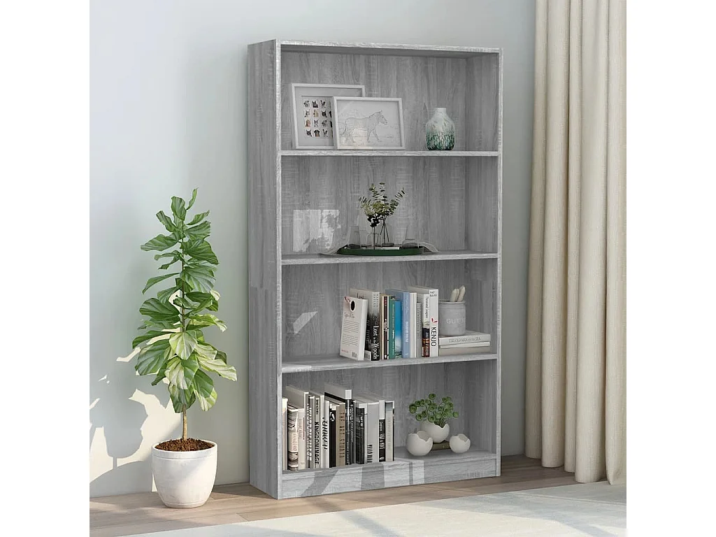 Libreria | Scaffale | Mobile di stoccaggio 4 Ripiani Grigio Sonoma 80x24x142 cm Legno Multistrato