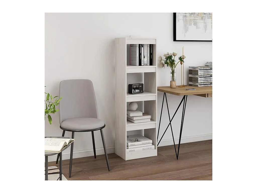 Libreria | Scaffale | Mobile di stoccaggio Divisorio Bianco 40x30x135,5 cm Legno Massello di Pino